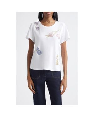 Cinq À Sept Floral Embellished T-Shirt - White