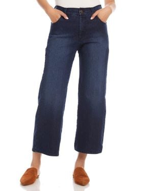 Karen Kane High Waist Crop Wide Leg Jeans - Blue