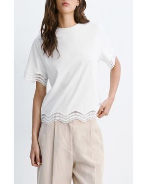 Mango Open Stitch Top - White