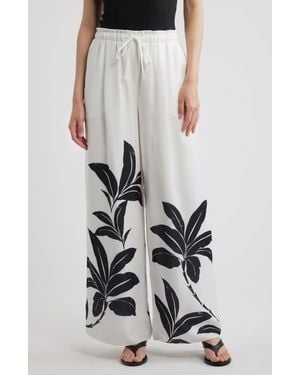 Kobi Halperin Vera Tie Waist Floral Print Wide Leg Pants - White