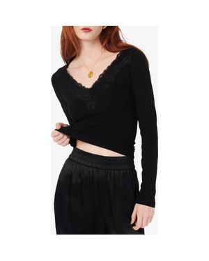 Cami NYC Rooney Lace Trim Rib Top - Black