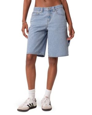 Edikted Low Rise Carpenter Bermuda Shorts - Blue