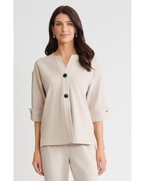 Ming Wang Heritage Tonal Stretch Deco Crepe Jacket - Natural
