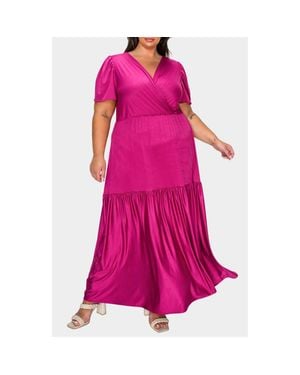 L I V D Violetta Tiered Surplice Dress - Pink