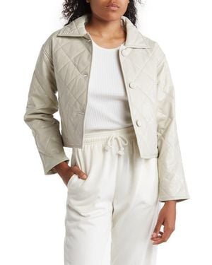 Noize Cropped Quilted Faux Leather Jacket - White