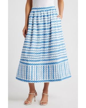 French Connection Structured Taffeta Midi Skirt - Blue