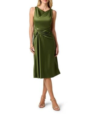 Adrianna Papell Cowl Neck Satin Crepe Dress - Green