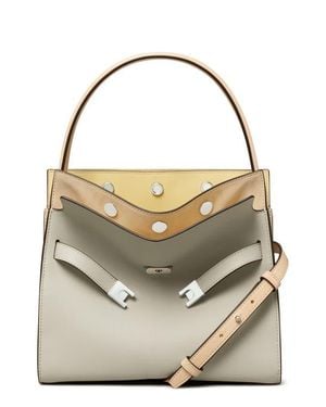 Tory Burch Small Lee Radziwill Leather Double Bag - Metallic