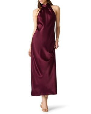 Steve Madden Alanah Halter Neck Satin Midi Dress - Purple