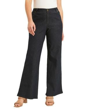 June + Vie Curvie Fit Wide-Leg Jeans - Black