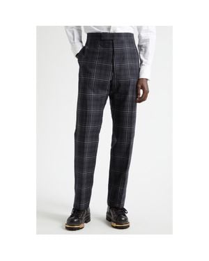 Thom Browne Plaid Wool Backstrap Pants - Blue