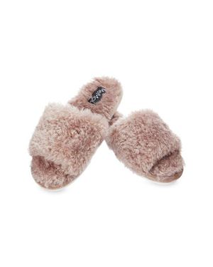 Memoi The Jacqueline Plush Faux Fur Slide Slipper - Pink