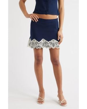 Bella Venice Sienna Lace Trim Slip Miniskirt - Blue