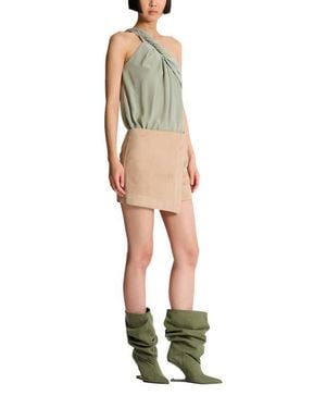 Balmain Suede Wrap Skirt - Natural