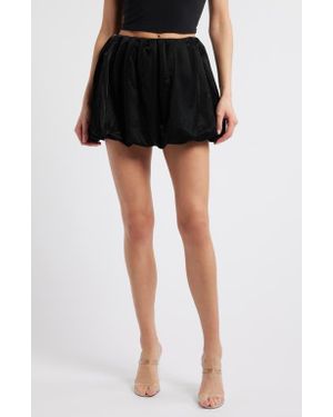 Mistress Rocks Faux Leather Puff Ball Miniskirt - Black