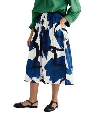 Seasalt Cornwall Mevagissey Organic Cotton Midi Skirt - Blue