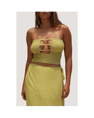 Stone Fox Coco Smocked Crop Tube Top - Green