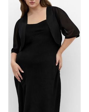 City Chic Chiffon Shrug - Black