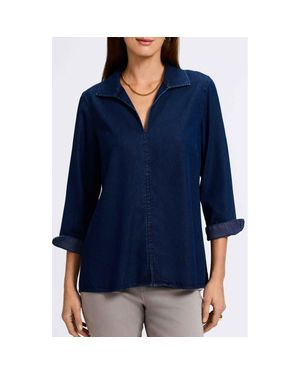 Foxcroft Agnes Denim Shirt - Blue