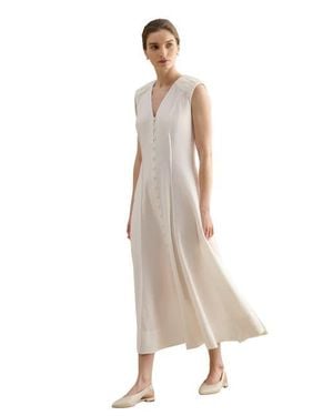 Hobbs Elida Button-Front Midi Dress - Natural