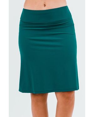 Calypsa Knee Length Swim Skort With Bike Shorts - Green