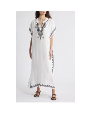 NIKKI LUND Evelina Embroidered Caftan - White