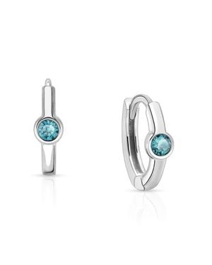 Tiny Blessings Sterling 9Mm Birthstone Huggie Hoops Earrings - Blue