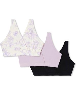 Everly Grey Paisley During & After 3-Piece Maternity/Nursing Sleep Bras - White