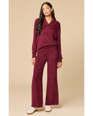 Softies Ultra-Marshmallow Shawl Collar With Pintuck Pant - Red