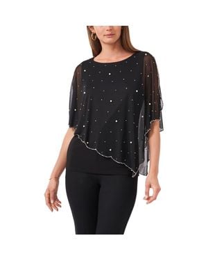 Chaus Beaded Overlay Jersey Top - Black