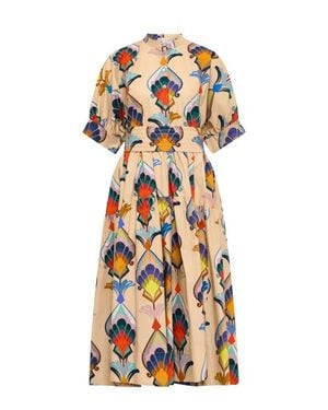 Maison Common Printed Cotton Popelin Dress With Belt - Multicolor