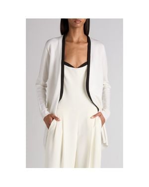 Tom Ford Contrast Trim Open Front Cardigan - White