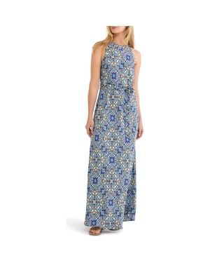 NIC+ZOE Becca Filigree Tile Sleeveless Dress - Blue