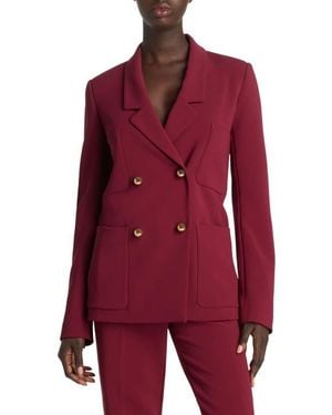 St. John Double Breasted Stretch Cady Blazer - Red