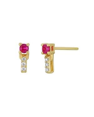 Bony Levy El Mar Gemstone & Diamond Bar Stud Earrings - Pink