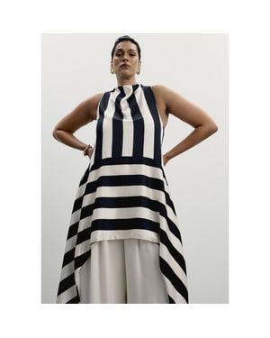 11 Honoré Longline Striped Satin Top - Black