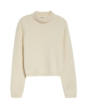 Rohe Statement Shoulder Wool & Cashmere Crop Turtleneck Sweater - White