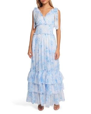 Petal & Pup Fionna Ruffle Tiered Maxi Dress - Blue