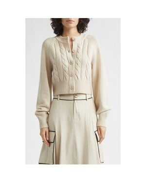 Toccin Rita Cable Knit Cardigan - Natural