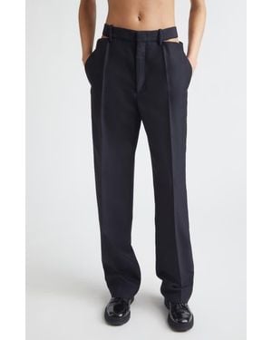 Jil Sander Slashed Waist Wool & Mohair Straight Leg Pants - Blue