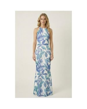 Modenaire Halter Neck Maxi Dress - Blue
