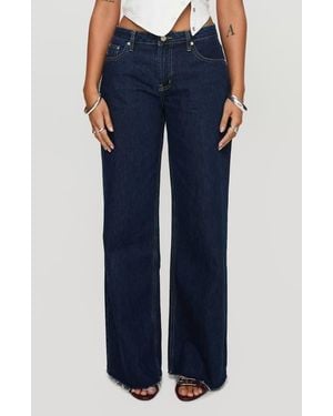 Princess Polly Darla Raw Hem Low Rise Straight Leg Jeans - Blue
