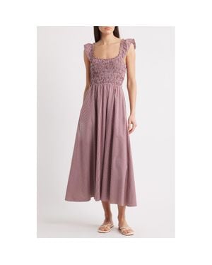 Faithfull the Brand Eudora Gingham Smocked Stretch Cotton Sundress - Purple