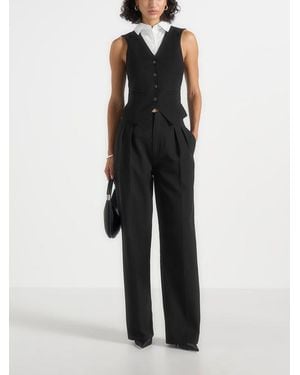 Manière De Voir Irene Collar Detail Cinched Suit Vest - Black