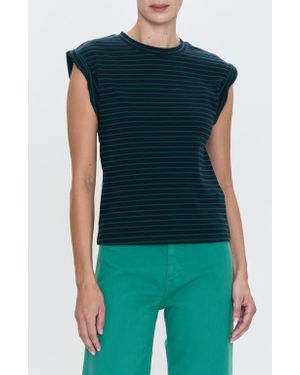 Pistola Olivia Stripe Cotton Muscle T-Shirt - Blue