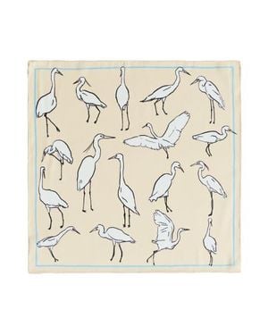 Lost Pattern Little Egret Silk Pocket Square - Metallic