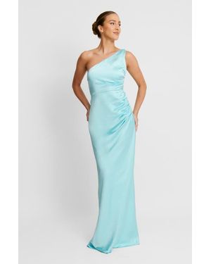 Six Stories One Shoulder Gathered Bridesmaid Dress - Blue