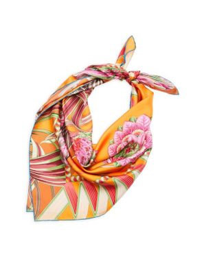 Ferragamo Giada Reversible Silk Square Scarf - Orange