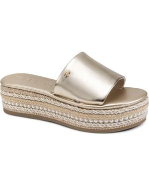 KARL LAGERFELD Keswick Espadrille Platform Wedge Slide Sandal - Metallic