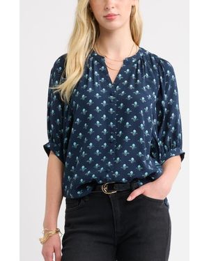 Treasure & Bond Raglan Sleeve Button-Up Shirt - Blue